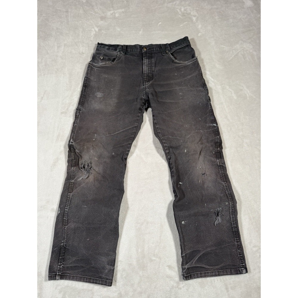 Dickies Carpenter Pants Size 32x27 Black Faded Distressed Repaired Grunge